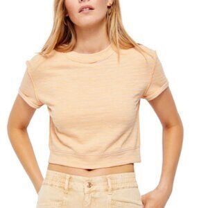 Women's Free People Sabrina Orange Striped Cropped Tee
